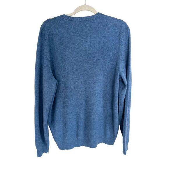 Club Room 100% Cashmere Sweater Men Large  V Neck Blue Preppy Bus Casual Large L - Picture 3 of 6